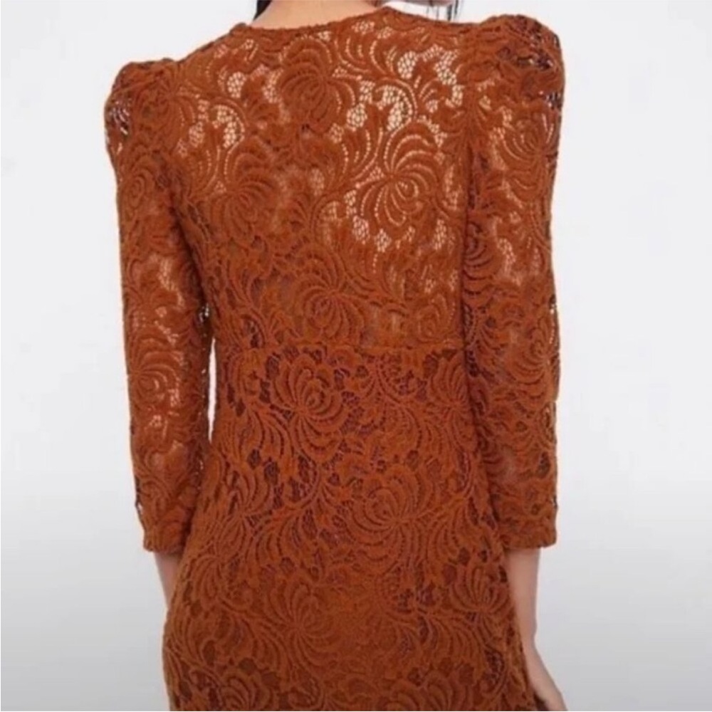 NWT Free People Dana Bronze Lace Mini Dress - Picture 3 of 9